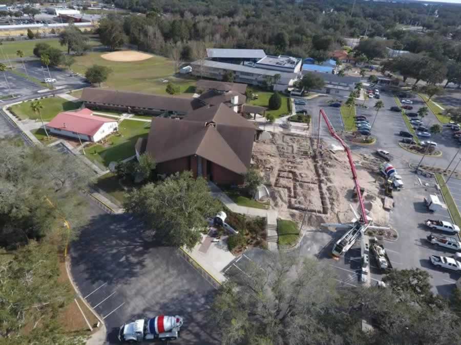 Aerial view of constrcution site.